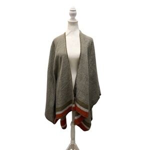 Sweet Generis Plaid Open Front Poncho Wrap Shawl Cardigan Women's Excellent cond
